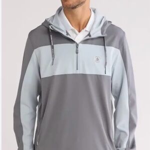 NEW Original Penguin 1/4 Zip Gray Golf Hooded Lightweight Jacket Mens Size XXL